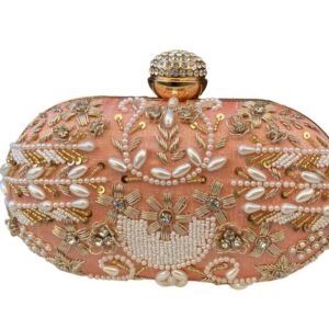 BLUSH CHAMPAGNE BEADED BRIDAL CLUTCH BAG