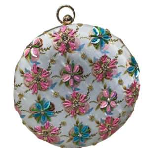 Floral Pattern Japanese Style Round Clutch Handbag