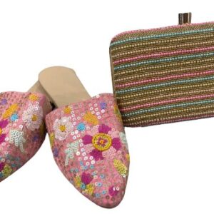 Blush Pink Embroidered Indian Mojari Mule Jutti