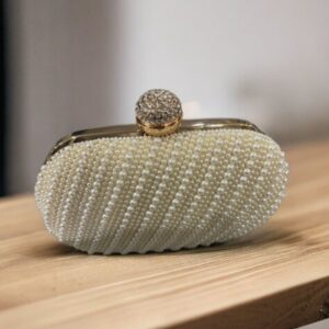 Ivory Pearl Beaded Clutch Handbag