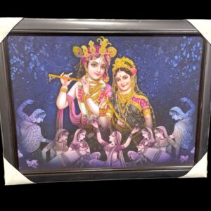 Radha Krishna Religious Canvas Wooden Photo Frame
