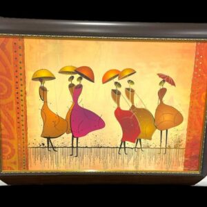 Dancing Girl  With Umbrellas Canvas Painting