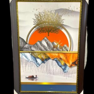 Luxury Landscape Art Golden Deer Rich Tree Canvas Painting