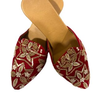 Bridal Red Handmade Punjabi Heel Jutti