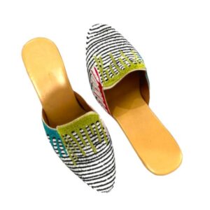 Black And White Pearl Party Wear Heel Jutti