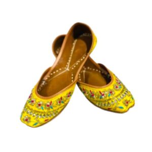 Hot Yellow Dabka Zari Handmade Pakistani Jutti