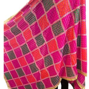 Rani Pink Indian Phulkari Dupatta