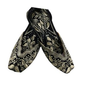 Embroidered Handmade Pakistani khussa - Balck/Silver