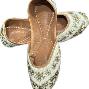 White Bead Work Indian Ethnic Handmade Party Wear Jutti Khussa