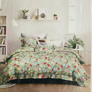 Floral Rush 100% Cotton Bed Sheet with 2 Pillow Covers – Double/King Size
