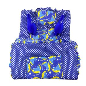 Blue Teddy 5pc Cotton Baby Bedding Set –(0-36 Months)